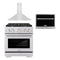 ZLINE 3-Piece Appliance Package - 30-Inch Gas Range, Premium Hood & Microwave Oven in Stainless Steel (3KP-SGRRHMWO-30)
