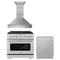 ZLINE 3-Piece Appliance Package - 36-inch Gas Range, Tall Tub Dishwasher & Premium Wall Mount Hood in Satin Stainless Steel (3KP-SGRSRH36-DWV)