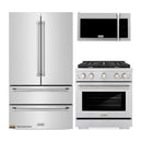 ZLINE 3-Piece Appliance Package - 30-Inch Gas Range, Refrigerator, & Over-the-Range Microwave/Vent Hood Combo (3KPR-SGROTRH30)