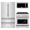 ZLINE 3-Piece Appliance Package - 30-Inch Gas Range, Refrigerator, & Over-the-Range Microwave/Vent Hood Combo (3KPR-SGROTRH30)