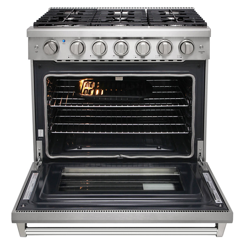 Kostch 36-Inch Propane Gas Range with 6 Burners & 6.0 Cu. Ft. Convection Oven in Stainless Steel (KOS-36RG03MLP-S)