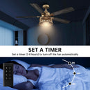 Parrot Uncle 52-Inch Lucknow Industrial Black Reversible Ceiling Fan with Lighting and Remote Control