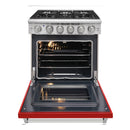 Kostch 30-Inch Gas Range with 5 Burners & 4.55 Cu. Ft. Convection Oven in Red (KOS-30RG03M-R)