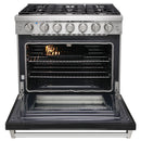 Kostch 36-Inch Propane Gas Range with 6 Burners & 6.0 Cu. Ft. Convection Oven in Black (KOS-36RG03MLP-B)