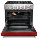 Kostch 36-Inch Propane Gas Range with 6 Burners & 6.0 Cu. Ft. Convection Oven in Red (KOS-36RG03MLP-R)