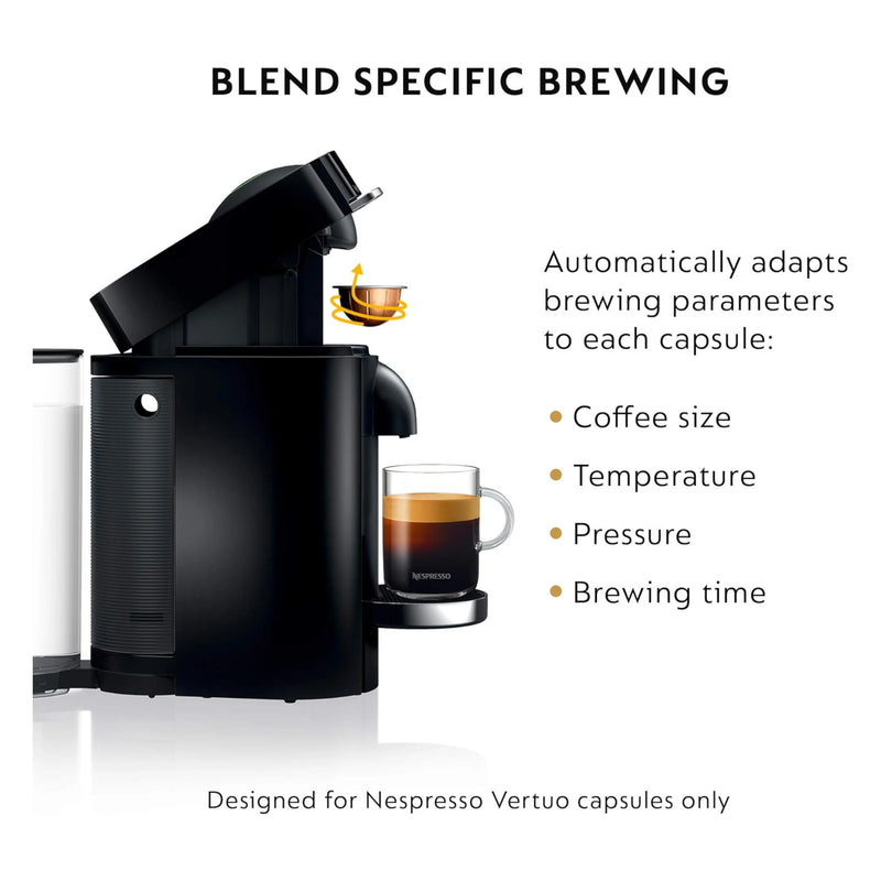 De'Longhi Nespresso VertuoPlus Deluxe Coffee & Espresso Single-Serve Machine and Aeroccino Milk Frother in Black (ENV155BAE)
