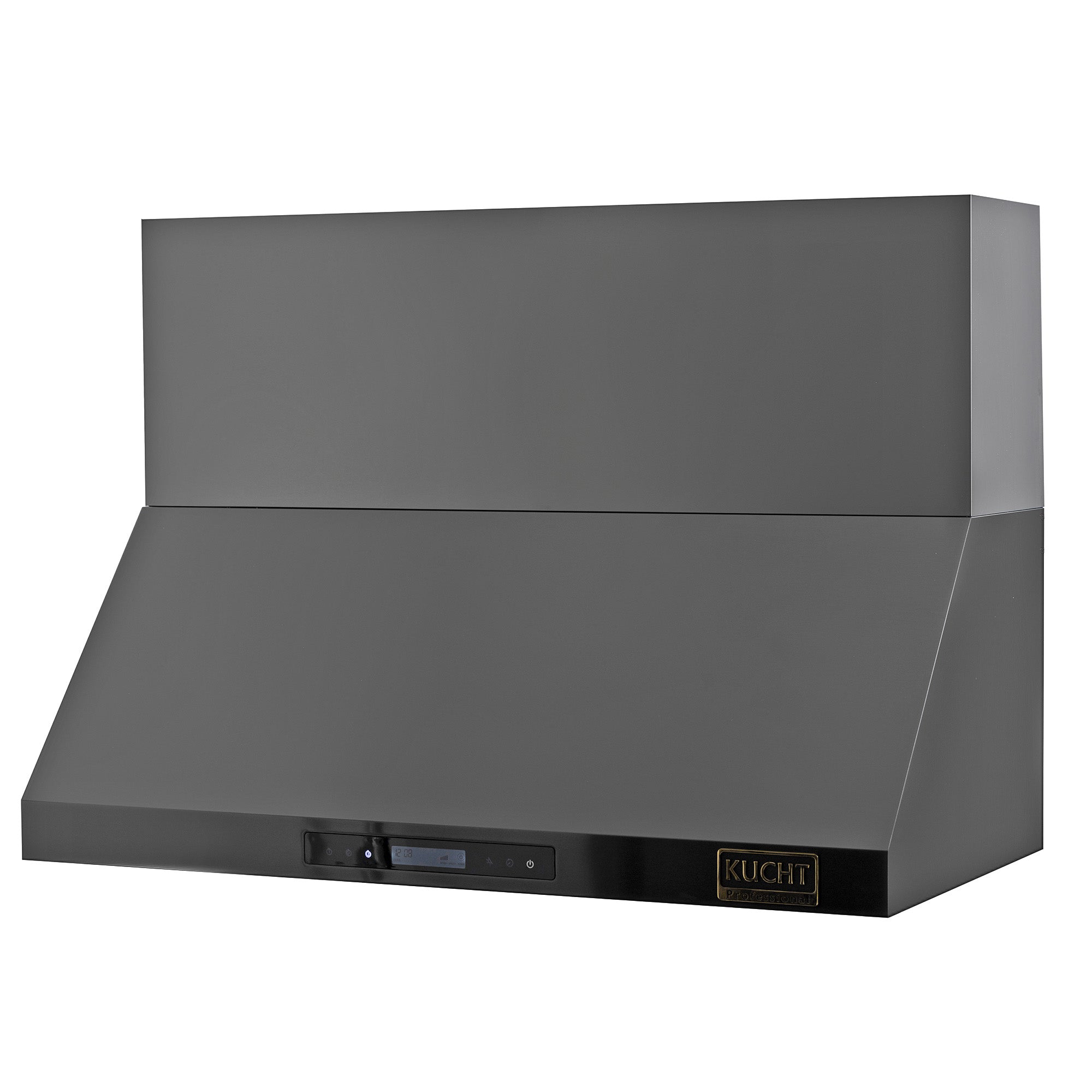 Dark titanium stainless steel wall range hood with front control panel