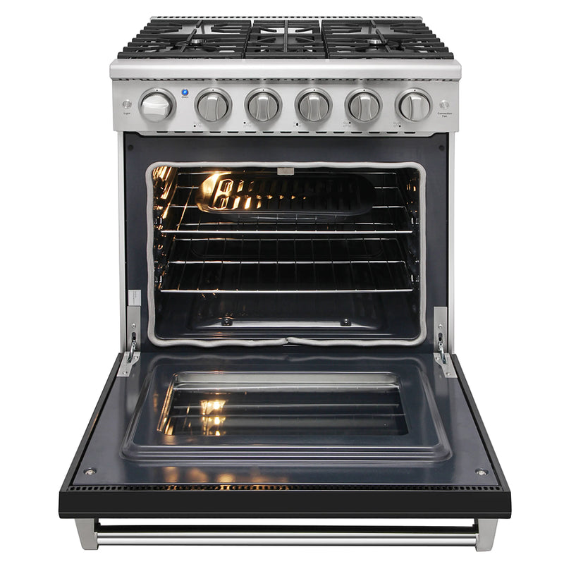 Kostch 30-Inch Propane Gas Range with 5 Burners & 4.55 Cu. Ft. Convection Oven in Black (KOS-30RG03MLP-B)