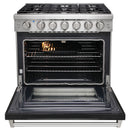 Kostch 36-Inch Gas Range with 6 Burners & 6.0 Cu. Ft. Convection Oven in Black (KOS-36RG03M-B)