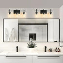 Parrot Uncle Jasper 3-Light Modern Clear Glass Bathroom Vanity Light, Black & Nickel