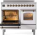 ILVE Nostalgie II 40-Inch Freestanding Electric Induction Range in White with Bronze Trim (UPDI406NMPWHB)