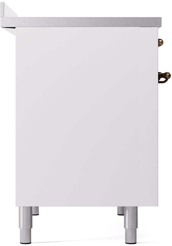 White side panel of freestanding induction range with leveling feet