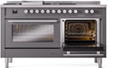 ILVE Professional Plus II 60-Inch Propane Gas Dual Fuel Range with 7 Burners, Griddle, & French Top with Triple Glass Door Oven in Matte Graphite (UP60FSWMPMGLP)