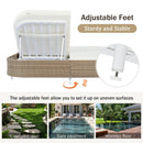 Parrot Uncle Outdoor Patio Rattan Daybed with 5-Position Adjustable Backrest, Removable Cushions & Pillows for Garden, Backyard, Poolside