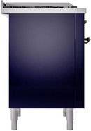 ILVE Nostalgie II 36-Inch Freestanding Natural Gas Dual Fuel Range in Midnight Blue with Bronze Trim (UP36FNMPMBB)