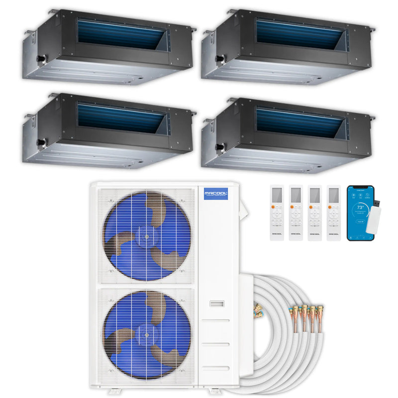 MRCOOL Olympus 4th Gen Mini Split - 4-Zone 48,000 BTU  Air Conditioner and Heat Pump Condenser with 12K + 12K + 12K + 12K Ceiling Concealed Ducted Air Handlers
