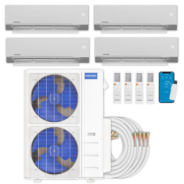 MRCOOL Olympus 4th Gen Mini Split - 4-Zone 48,000 BTU  Air Conditioner and Heat Pump Condenser with 12K + 12K + 12K + 9K Wall Mount Air Handlers