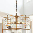 Parrot Uncle 4-Light Golden Modern Crystal Island Pendant Light (HLH-27137-4A-GD)
