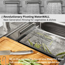 Forno Acqua 33-Inch Drop-In/Undermount 3-Level Workstation Sink with Faucet, Waterfall & Glass Rinser (E-ZP31)