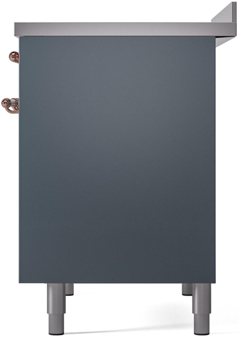 ILVE Nostalgie II 40-Inch Freestanding Electric Induction Range in Blue Grey with Copper Trim (UPDI406NMPBGP)