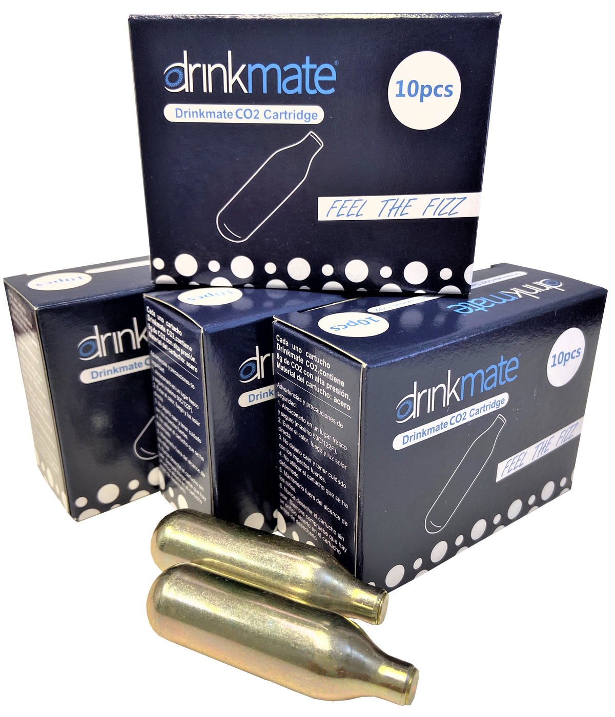 Drinkmate 8g CO2 cartridges 40-pack, metal canisters and retail boxes