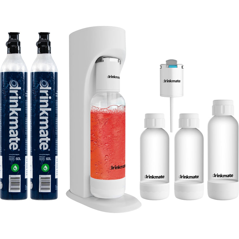 Drinkmate OmniFizz Sparkling Water and Soda Maker 2 Cylinder and extra Bottles Party Pack Bundle