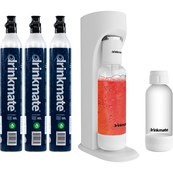 Drinkmate OmniFizz Sparkling Water and Soda Maker 3 Cylinder and extra 0.5L Bottle Ultimate Bundle
