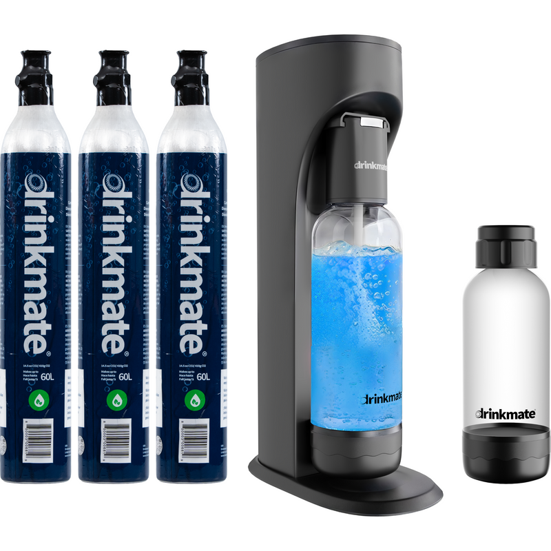 Drinkmate OmniFizz Sparkling Water and Soda Maker 3 Cylinder and extra 0.5L Bottle Ultimate Bundle