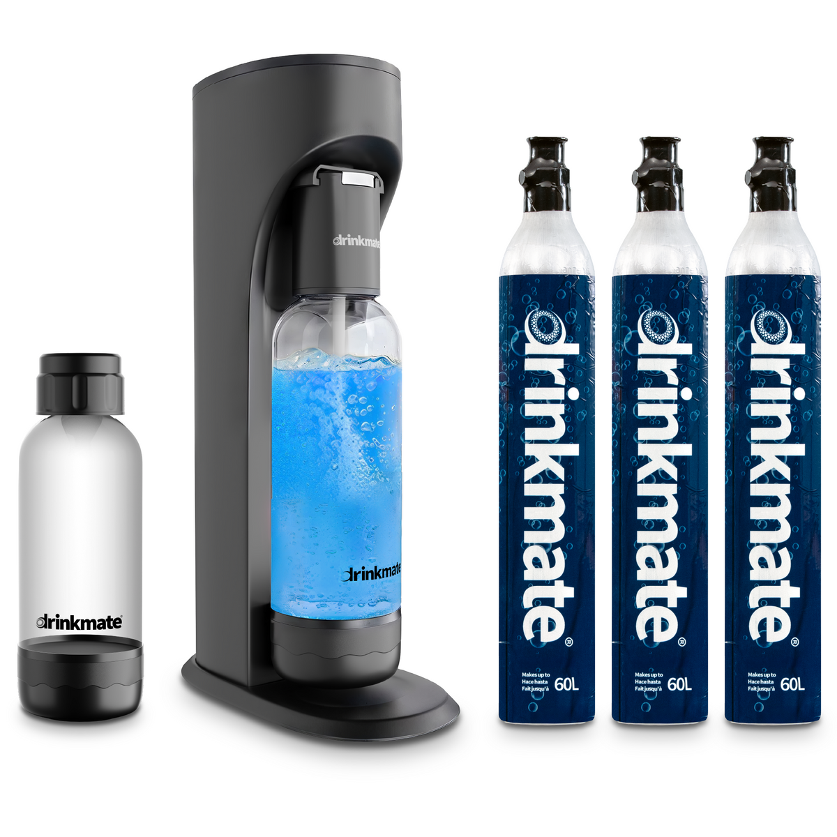Drinkmate OmniFizz Sparkling Water and Soda Maker 3 Cylinder and extra 0.5L Bottle Ultimate Bundle