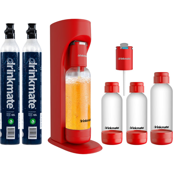 Drinkmate OmniFizz Sparkling Water and Soda Maker 2 Cylinder and extra Bottles Party Pack Bundle