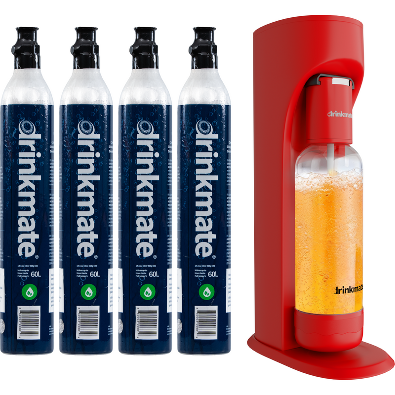 Drinkmate OmniFizz Sparkling Water and Soda Maker 4 Cylinder Bundle