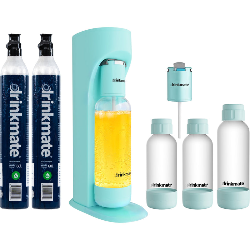 Drinkmate OmniFizz Sparkling Water and Soda Maker 2 Cylinder and extra Bottles Party Pack Bundle