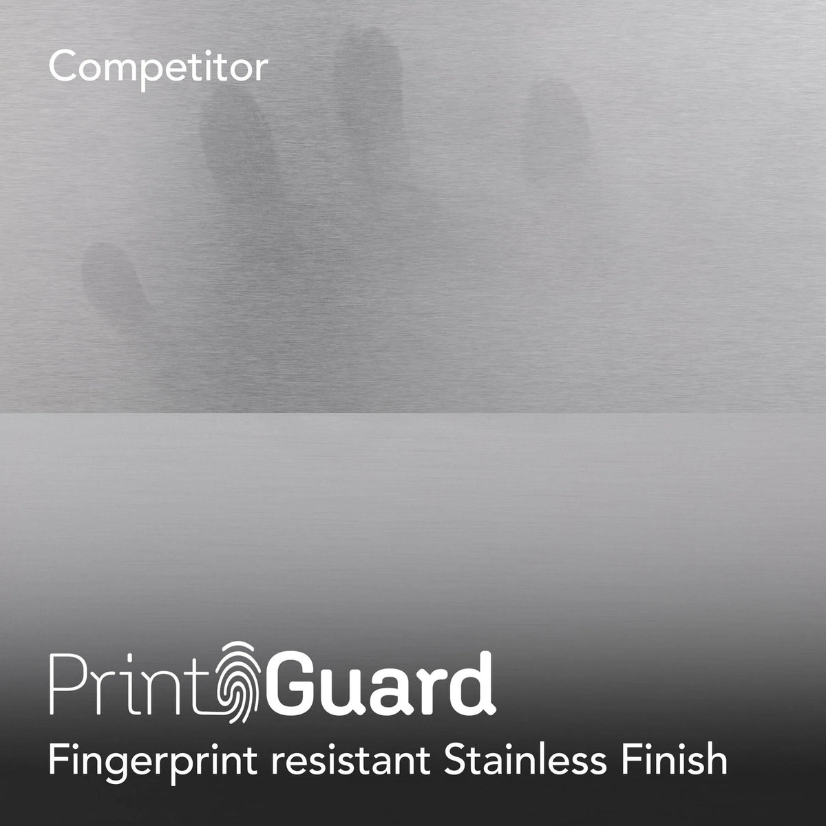 Stainless steel range hood with fingerprint-resistant finish