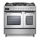 Verona Ultima Collection 36-Inch Double Oven Dual Fuel Range with 5 Brass Burners, 4.1 Cu. Ft. Total Oven Capacity in Stainless Steel (VUFSGE365DSS)