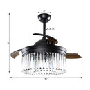 Parrot Uncle 42-Inch Modern Downrod Mount Crystal Ceiling Fan with Lighting and Remote Control (F4710QQ110V)