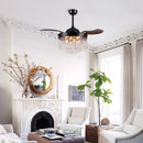 Parrot Uncle 42-Inch Mateo Modern Downrod Mount Crystal Ceiling Fan with Lighting and Remote Control