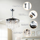 Parrot Uncle 42-Inch Mateo Modern Downrod Mount Crystal Ceiling Fan with Lighting and Remote Control