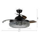 Parrot Uncle 42-Inch Modern Downrod Mount Crystal Ceiling Fan with Lighting and Remote Control (F4716Q110V)
