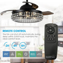 Parrot Uncle 42-Inch Modern Downrod Mount Crystal Ceiling Fan with Lighting and Remote Control (F4716Q110V)