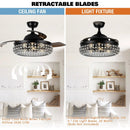 Parrot Uncle 42-Inch Modern Downrod Mount Crystal Ceiling Fan with Lighting and Remote Control (F4716Q110V)