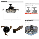 Parrot Uncle 42-Inch Modern Downrod Mount Crystal Ceiling Fan with Lighting and Remote Control (F4716Q110V)