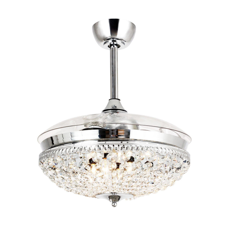 Parrot Uncle 42-Inch Servantes Modern Downrod Mount Crystal Ceiling Fan with Lighting and Remote Control