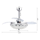 Parrot Uncle 42-Inch Servantes Modern Downrod Mount Crystal Ceiling Fan with Lighting and Remote Control