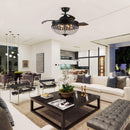 Parrot Uncle 42-Inch Servantes Modern Downrod Mount Crystal Ceiling Fan with Lighting and Remote Control