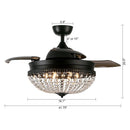 Parrot Uncle 42-Inch Servantes Modern Downrod Mount Crystal Ceiling Fan with Lighting and Remote Control