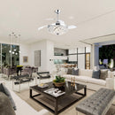 Parrot Uncle 42-Inch Servantes Modern Downrod Mount Crystal Ceiling Fan with Lighting and Remote Control