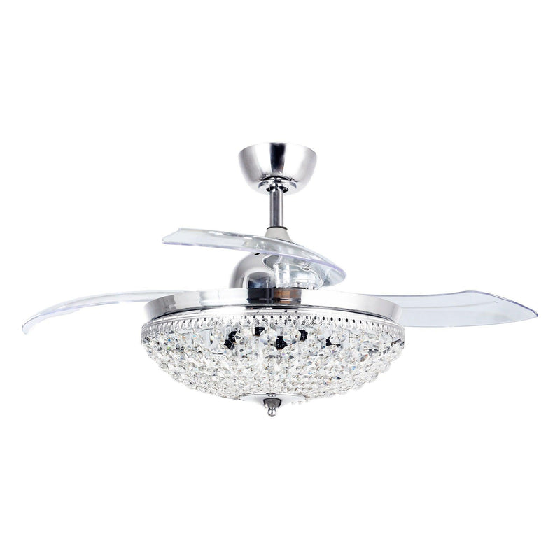 Parrot Uncle 42-Inch Servantes Modern Downrod Mount Crystal Ceiling Fan with Lighting and Remote Control