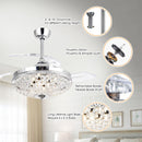 Parrot Uncle 42-Inch Servantes Modern Downrod Mount Crystal Ceiling Fan with Lighting and Remote Control