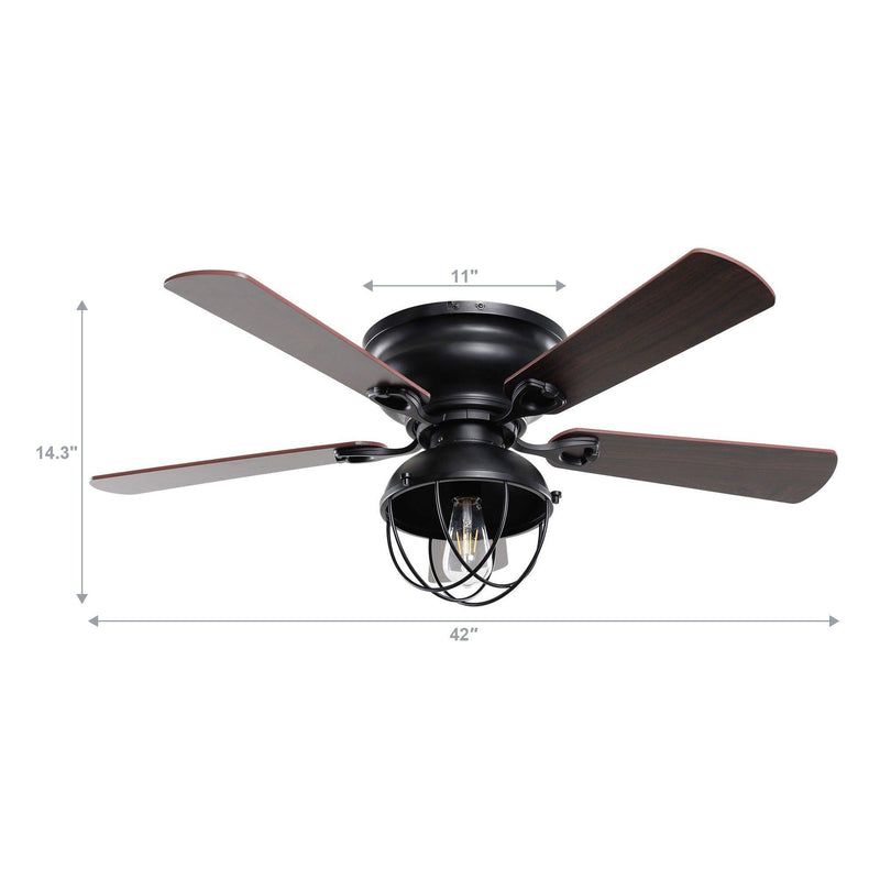 Parrot Uncle 42-Inch Traditional Flush Mount Reversible Ceiling Fan with Lighting and Remote Control (F6232QQ110V)