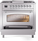 ILVE Nostalgie II 36-Inch Dual Fuel Freestanding Range in Stainless Steel with Chrome Trim (UP36FNMPSSCLP)